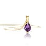 Orovi 14K Gold Necklaces for Women in Solid 14K Yellow Gold 585 with 0.57ct Pear-Shape Purple Amethyst Gemstone/Birthstone Pendant Necklace and Gold Chain 17.7 ″ Long - Hypoallergenic Women's Jewelry