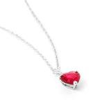 Galaxy Gold GG 16" 16 INCH 14k Solid White Gold Necklace Heart-Shaped Ruby Handcrafted Fine Jewelry Solid Gold Genuine Gemstone. Made in USA Fine Jewelry
