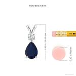 Angara Natural Blue Sapphire Solitaire Pendant for Women | Prong-Set Blue Sapphire Teardrop V-Bale Pendant with Diamond in Sterling Silver | September Birthday, Gemstone Jewelry Gift | A | 7x5mm