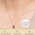 MAX + STONE Solid 14K Yellow Gold Cushion Cut Topaz Necklace | 8mm Solitaire November Birthstone Necklace for Women | Blue & Green Gemstone Pendant Necklaces with 18 inch Box Chain