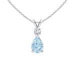 Angara Natural Aquamarine Solitaire Pendant for Women | 0.55 ct Pear Shape Aquamarine Diamond Teardrop Pendant Necklace in Sterling Silver | March Birthday, Gemstone Jewelry Gift | AA | 7x5mm