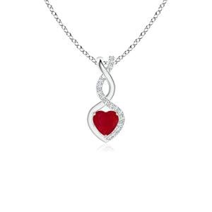 Angara Natural Ruby Pendant for Women | 0.3 ct Heart Shape Ruby Diamond Heart Pendant Necklace in Sterling Silver | July Birthday, Anniversary, Gemstone Jewelry Gift | AA | 4mm