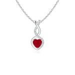 Angara Natural Ruby Pendant for Women | 0.3 ct Heart Shape Ruby Diamond Heart Pendant Necklace in Sterling Silver | July Birthday, Anniversary, Gemstone Jewelry Gift | AA | 4mm