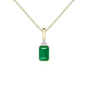 Angara Natural Emerald Solitaire Pendant for Women | 0.5 ct Emerald-Cut Emerald Diamond Solitaire Pendant Necklace in Yellow Gold | May Birthday, Anniversary, Gemstone Jewelry Gift | AA | 6x4mm
