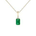 Angara Natural Emerald Solitaire Pendant for Women | 0.5 ct Emerald-Cut Emerald Diamond Solitaire Pendant Necklace in Yellow Gold | May Birthday, Anniversary, Gemstone Jewelry Gift | AA | 6x4mm