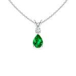 Angara Natural Emerald Solitaire Pendant for Women | 0.35 ct Pear Shape Emerald Diamond Solitaire Pendant Necklace in Platinum | May Birthday, Anniversary, Gemstone Jewelry Gift | AAAA | 6x4mm