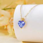 NFYBD 14k Gold Love Heart Tanzanite Birthstone Pendant Necklace for Women 3 Carat Heart-cut Created Gemstone Anniversary Birthday Mother's Day Necklaces for Her 16+1+1 inch