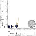 Gem Stone King 14K Yellow Gold Blue Sapphire Pendant and Earrings Jewelry Set For Women (6.60 Cttw, Oval 10X8MM and 8X6MM with 18 Inch Chain)