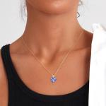 NFYBD 14k Gold Love Heart Tanzanite Birthstone Pendant Necklace for Women 3 Carat Heart-cut Created Gemstone Anniversary Birthday Mother's Day Necklaces for Her 16+1+1 inch
