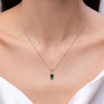 Angara Natural Emerald Solitaire Pendant for Women | 0.5 ct Emerald-Cut Emerald Diamond Solitaire Pendant Necklace in Yellow Gold | May Birthday, Anniversary, Gemstone Jewelry Gift | AA | 6x4mm