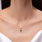 Angara Natural Emerald Solitaire Pendant for Women | 0.35 ct Pear Shape Emerald Diamond Solitaire Pendant Necklace in Platinum | May Birthday, Anniversary, Gemstone Jewelry Gift | AAAA | 6x4mm