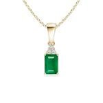 Angara Natural Emerald Solitaire Pendant for Women | 0.5 ct Emerald-Cut Emerald Diamond Solitaire Pendant Necklace in Yellow Gold | May Birthday, Anniversary, Gemstone Jewelry Gift | AA | 6x4mm