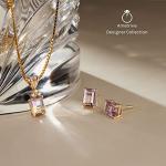 PEORA Ametrine with Genuine Diamond Pendant in 14 Karat White Gold, Elegant Solitaire, Radiant Cut, 7x5mm, 1 Carat total, Real Ametrine Necklace, Dainty, Pretty Gemstone Necklace, w/Jewelry Box