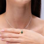 Angara Natural Emerald Solitaire Pendant for Women | 0.5 ct Emerald-Cut Emerald Diamond Solitaire Pendant Necklace in Yellow Gold | May Birthday, Anniversary, Gemstone Jewelry Gift | AA | 6x4mm
