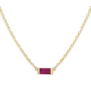 14k Solid Gold Choker Tiny Solitaire Baguette Gemstone Birthstone Necklace, Real Solitaire Diamond or Any Birthstone Necklace, Ruby Necklace, Baguette Sapphire Choker Necklace, Jewee Diamond