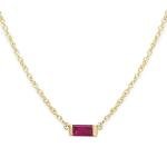 14k Solid Gold Choker Tiny Solitaire Baguette Gemstone Birthstone Necklace, Real Solitaire Diamond or Any Birthstone Necklace, Ruby Necklace, Baguette Sapphire Choker Necklace, Jewee Diamond