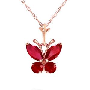 Galaxy Gold GG 14k 18" Solid Rose Gold Butterfly Necklace 0.6 ct Brilliant Ruby