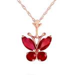Galaxy Gold GG 14k 18" Solid Rose Gold Butterfly Necklace 0.6 ct Brilliant Ruby