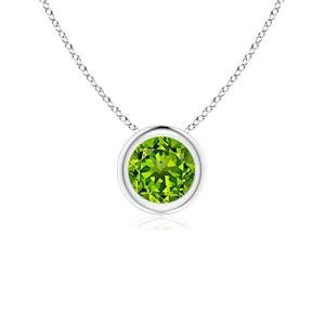Angara Natural Peridot Solitaire Pendant for Women | 0.55 ct Round Peridot Solitaire Pendant Necklace in Sterling Silver | August Birthday, Anniversary, Gemstone Jewelry Gift | AAAA | 5mm