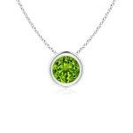 Angara Natural Peridot Solitaire Pendant for Women | 0.55 ct Round Peridot Solitaire Pendant Necklace in Sterling Silver | August Birthday, Anniversary, Gemstone Jewelry Gift | AAAA | 5mm