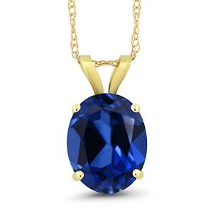Gem Stone King 14K Yellow Gold 10X8MM Oval Gemstone Birthstone Solitaire Pendant Necklace | Gold Necklace For Women | With 18 inch Gold Chain | Fine Jewelry Gifts for Her Mom Women Wife