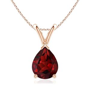 Angara Natural Garnet Solitaire Pendant for Women | 1.8 ct Pear Shape Garnet Solitaire Pendant Necklace in Rose Gold | January Birthday, Anniversary, Gemstone Jewelry Gift | AAAA | 9x7mm