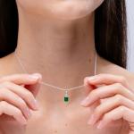 Angara Natural Emerald Solitaire Pendant for Women | 0.5 ct Emerald-Cut Emerald Diamond Solitaire Pendant Necklace in Yellow Gold | May Birthday, Anniversary, Gemstone Jewelry Gift | AA | 6x4mm