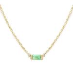 14k Solid Gold Choker Tiny Solitaire Baguette Gemstone Birthstone Necklace, Real Solitaire Diamond or Any Birthstone Necklace, Ruby Necklace, Baguette Sapphire Choker Necklace, Jewee Diamond