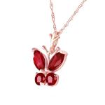 Galaxy Gold GG 14k 18" Solid Rose Gold Butterfly Necklace 0.6 ct Brilliant Ruby