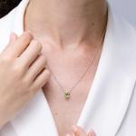 Angara Natural Peridot Solitaire Pendant for Women | 0.55 ct Round Peridot Solitaire Pendant Necklace in Sterling Silver | August Birthday, Anniversary, Gemstone Jewelry Gift | AAAA | 5mm