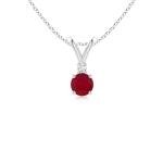 Angara Natural Ruby Solitaire Pendant for Women | 0.34 ct Round Ruby Diamond Solitaire Pendant Necklace in Sterling Silver | July Birthday, Anniversary, Gemstone Jewelry Gift | AA | 4mm