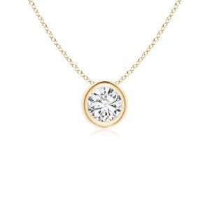 Angara Natural Diamond Solitaire Pendant for Women | 0.25 ct Round Diamond Solitaire Pendant Necklace in Yellow Gold | April Birthday, Anniversary, Gemstone Jewelry Gift | HSI2 | 4.1mm