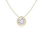 Angara Natural Diamond Solitaire Pendant for Women | 0.25 ct Round Diamond Solitaire Pendant Necklace in Yellow Gold | April Birthday, Anniversary, Gemstone Jewelry Gift | HSI2 | 4.1mm