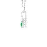 Angara Natural Emerald Solitaire Pendant for Women | Round Emerald Solitaire V-Bale Pendant with Diamond in Sterling Silver | May Birthday, Anniversary, Gemstone Jewelry Gift | A | 4mm