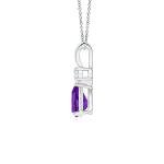 Angara Natural Amethyst Solitaire Pendant for Women | 0.6 ct Pear Shape Amethyst Diamond Solitaire Pendant Necklace in Sterling Silver | February Birthday, Gemstone Jewelry Gift | AAAA | 7x5mm