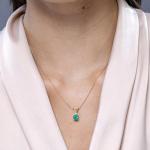 Angara Natural Emerald Solitaire Pendant for Women | Round Emerald Solitaire V-Bale Pendant with Diamond in Sterling Silver | May Birthday, Anniversary, Gemstone Jewelry Gift | A | 4mm