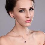 Gem Stone King 10K White Gold Gemstone Birthstone and Diamond Pendant Earrings Jewelry Set | Oval 8X6MM and 7X5MM | Gold Necklace Earrings Set for Women