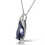 Galaxy Gold GG 14k 22" Solid White Gold Necklace with 4.65 Carat Natural Sapphire Pendant