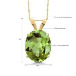 Gem Stone King 14K Yellow Gold Oval Gemstone Birthstone Necklace for Women | Oval 11X9MM | Gold Necklace Pendant for Women | With 18 Inch Chain | Fine Jewelry Gifts for Her Mom Women Wife