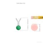 Angara Natural Emerald Solitaire Pendant for Women | Round Emerald Solitaire V-Bale Pendant with Diamond in Sterling Silver | May Birthday, Anniversary, Gemstone Jewelry Gift | A | 4mm