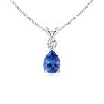 Angara Natural Tanzanite Solitaire Pendant for Women | 0.65 ct Pear Shape Tanzanite Diamond Solitaire Pendant Necklace in Sterling Silver | December Birthday, Gemstone Jewelry Gift | AA | 7x5mm