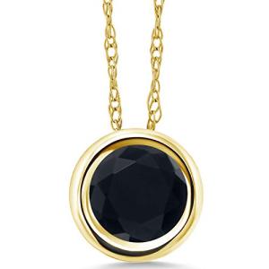 Gem Stone King 14K Solid Gold Gemstone Birthstone Pendant Necklace for Women | Round 6MM | Fine Jewelry for Her Mom Women Wife | With 18 Inch Chain