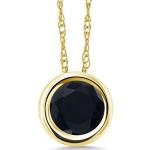 Gem Stone King 14K Solid Gold Gemstone Birthstone Pendant Necklace for Women | Round 6MM | Fine Jewelry for Her Mom Women Wife | With 18 Inch Chain