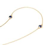 GELIN 14K Solid Gold Sapphire Station Necklace for Women | 14K Real Gold Sapphire Five Stone Yard Necklace | Dainty Station Necklace | Women's 14K Gold Gemstone Jewelry | Gift for Anniversary, 18"