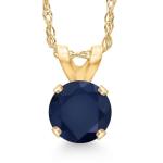 Gem Stone King 14K Yellow Gold Round 5MM Gemstone Birthstone Solitaire Pendant Necklace | Gold Necklace for Women | With 18 Inch 14K Yellow Gold Chain | Fine Jewelry Gifts for Her Mom Women Wife