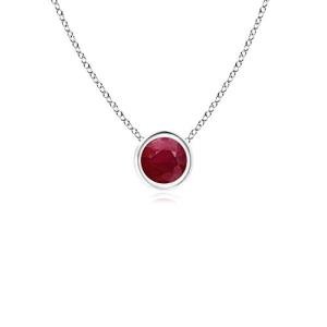 Angara Natural Ruby Solitaire Pendant for Women | Bezel-Set Round Ruby Solitaire Pendant in White Gold | July Birthday, Anniversary, Gemstone Jewelry Gift | A | 4mm