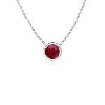 Angara Natural Ruby Solitaire Pendant for Women | Bezel-Set Round Ruby Solitaire Pendant in White Gold | July Birthday, Anniversary, Gemstone Jewelry Gift | A | 4mm