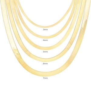 Nuragold 14K Real Yellow Gold Solid Herringbone Flexible Chain Necklace 14"-24" (3mm-7mm) Italian Jewelry for Men & Women - 5mm,16"