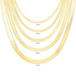Nuragold 14K Real Yellow Gold Solid Herringbone Flexible Chain Necklace 14"-24" (3mm-7mm) Italian Jewelry for Men & Women - 5mm,16"