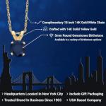 Gem Stone King 14K Yellow Gold Round 5MM Gemstone Birthstone Solitaire Pendant Necklace | Gold Necklace for Women | With 18 Inch 14K Yellow Gold Chain | Fine Jewelry Gifts for Her Mom Women Wife